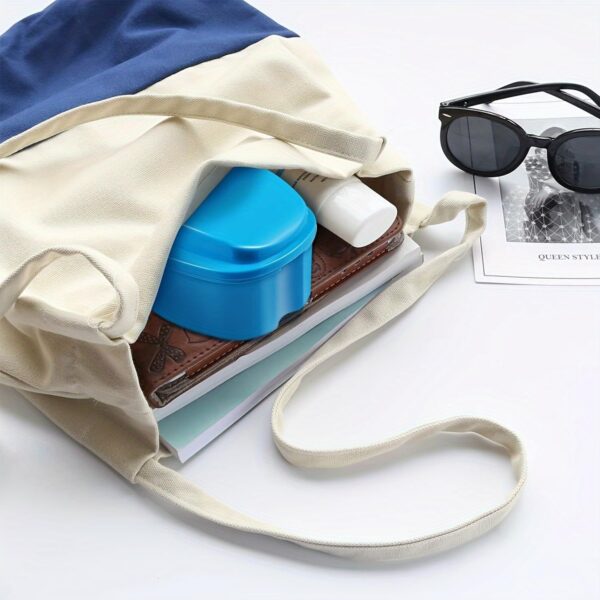 Kit de limpieza para prótesis, prótesis, caja de vaso, recipiente para prótesis de baño con colador colgante prótesis para almacenamiento de viaje (azul) - Image 6
