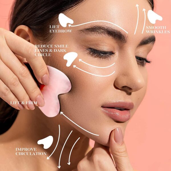 Gua Sha y Rodillo De Jade Tool,Masajeador Facial y De Cuello,Guasha para el Masaje Facial y Corporal,Antiarrugas – Calma y Relaja la Piel, Elimina la Hinchazón De Los Ojos - Image 5
