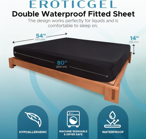 Sábana bajera ajustable negra para masaje, 137 cm x 183 cm + 35 cm, funda de colchón impermeable para masaje, segura contra aceite, agua y silicona, sábana de masaje impermeable - Image 6