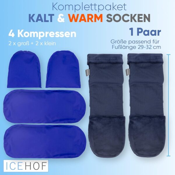ICEHOF Calcetines de refrigeración con 4 acumuladores de frío – Tejido suave / 1 par con almohadillas de refrigeración Gel Terapia de Frío para Pies Dedos de los Pies en Quimioterapia Reumatismo - Image 2