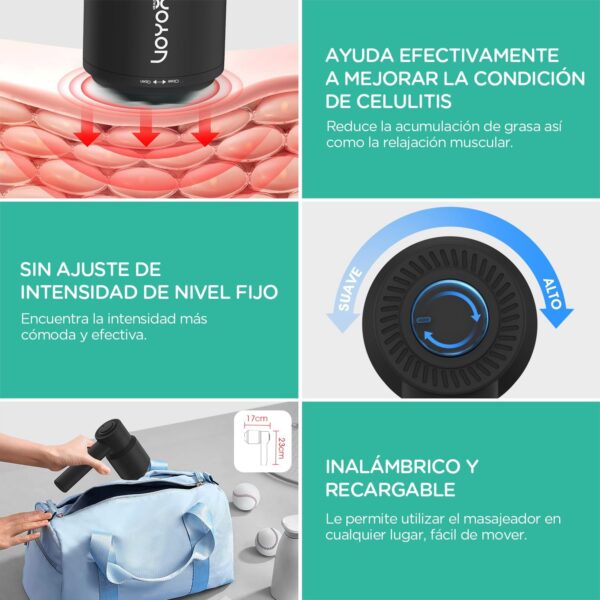 VOYOR-HEALTH Masajeador Anticelulitico, Eléctrico Juego de Masajeador Celulitis para Masaje de Cuerpo Completo, Masajeador de Relajación Muscular con 5 Cabezas Muti-Funcionales CM410, Negro - Image 5