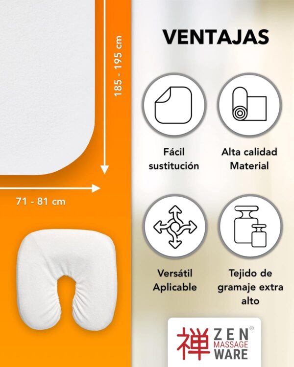 ZEN – Funda camilla masaje ajustable y reposacabezas - Sabana camilla masaje de felpa suave para cosmética, fisioterapia y tratamiento - Sabanas camilla masaje lavables a 60° Terracota - Image 2