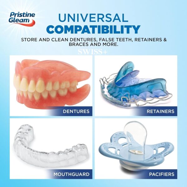 2 estuches de baño para dentaduras postizas con práctica bandeja de enjuague – Caja de limpieza de prótesis a prueba de fugas con colador, taza de remojo portátil para retenedores, protectores - Image 3