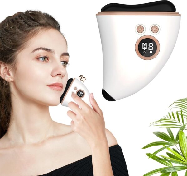 Gua Sha Eléctrico Masajeador Facial Eléctrico con Calor & Vibración & Antienvejecimiento Herramienta de Escultura Facial Limpiador Facial para Facelift Reducción de Arrugas y Hinchazón