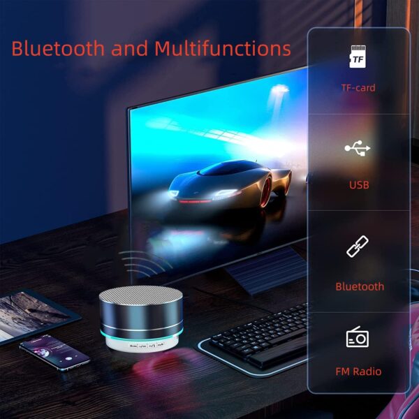 keegoo Altavoz Bluetooth Altavoz portátil Mini Altavoz bajo estéreo Trompeta luz inalámbrica Soporte LED FM USB Micro SD para Ordenador portátil Tableta Smartphone Hogar y al Aire Libre Etc - Image 5