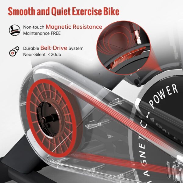 PASYOU Bicicleta Estática Magnética para Bici en Casa con Correa de Transmisión con Pantalla de RPM y Soporte para IPAD - Capacidad de Peso de 150 KG Negro - Image 2
