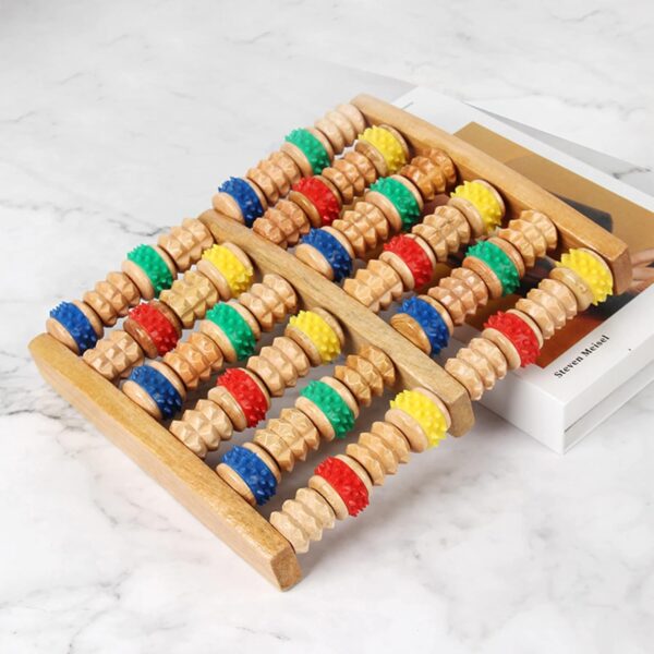 WSNDM Masajeador De Pies De Color De 6 Filas De Rodillos, Masajeador De Pies De Madera De Los Pies Para Reflexología Del Pie,Fascitis Plantar,Alivia El Dolor, Relaja y Reduce El Estrés - Image 4