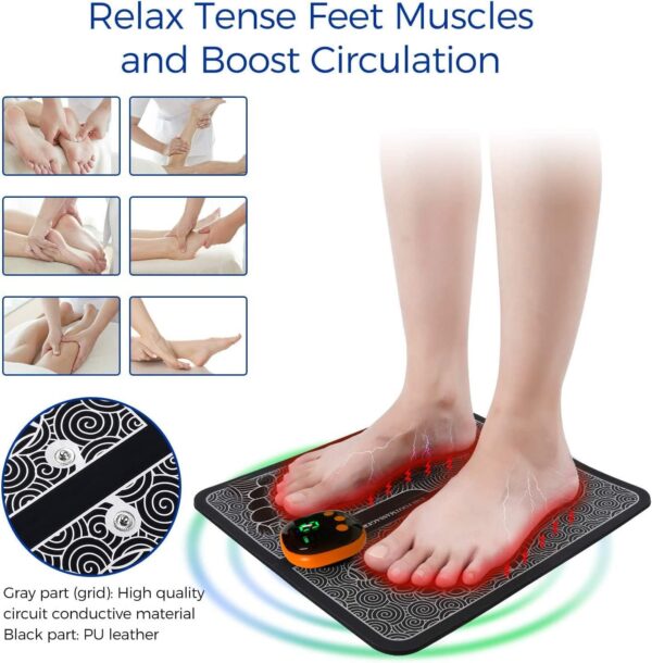 Masajeador de pies EMS Masajeador de Pies, Masajeador Plantar Eléctrico Plegable y Portátil, para Circulación Sanguínea y Alivio del Dolor Muscular, 8 Modos y 19 Intensidades - Image 3