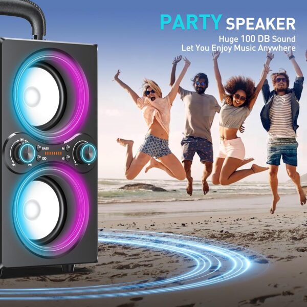 TPBEAT Altavoz Bluetooth Potente, 80W Party Altavoz Bluetooth inalámbrico, con Luces, Supergraves, Altavoz portatil estéreo TWS de Alto Volumen de 100 dB, para Fiestas, Camping - Image 5