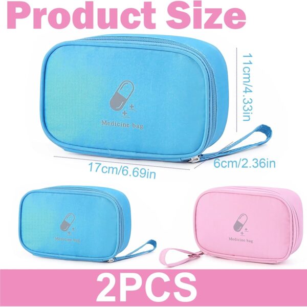 YanBous 2 Bolsas de Farmacia de Viaje,Bolsa de Medicamentos Pequeña Portátil,Botiquín de Primeros Auxilios Vacío,Bolsa de Medicamentos de Viaje,Botiquín de Bolsillo Vacío para Escuela,Camping, Hogar. - Image 2
