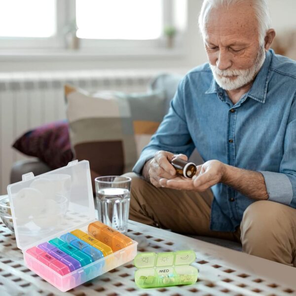 Pastillero Semanal 3 Tomas Español, Pastillero Diario Grande 7 Dias, Dosificador de Comprimidos con 21 Compartimentos, Organizador de Pastillas para Vitaminas, Aceite de Pescado - Image 7