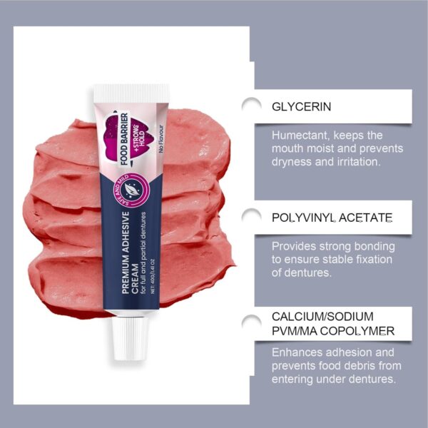 Uhngw Adhesivo para dentaduras postizas,Crema adhesiva para dentaduras postizas - Crema para dentaduras postizas de 40 g para una sujeción segura | Crema adhesiva de fijación fuerte durante todo el - Image 7