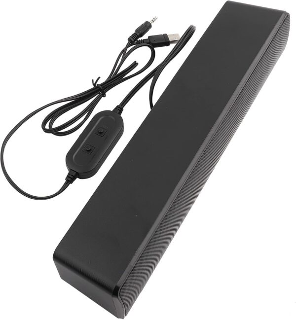 Denash Altavoz con Cable USB, Escritorio Sonido Envolvente de Sonido estéreo 3D con una Entrada de luz LED de 3.5mm para PC/Tableta/teléfono Inteligente(Negro) - Image 2