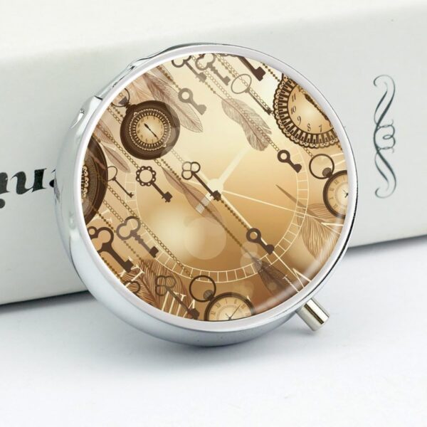 Reloj Vintage Pastillero Portátiles De Viaje Dosificador De Comprimidos Organizador Medicación 5 cm - Image 4