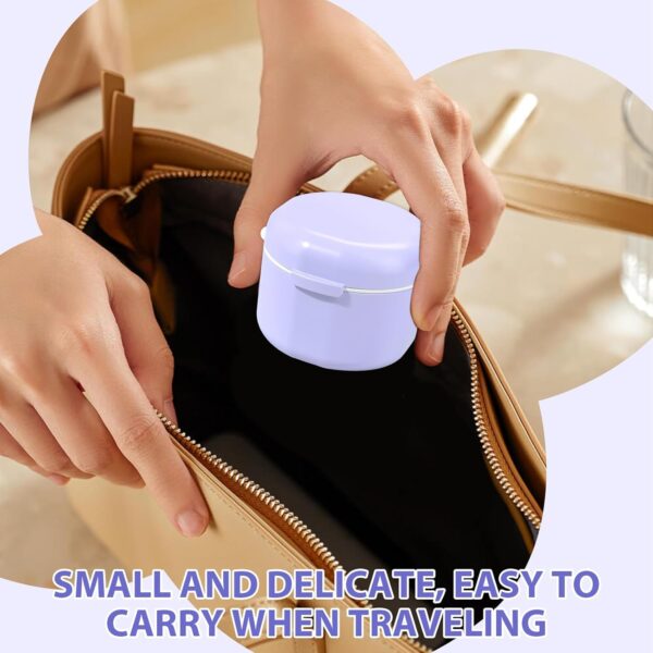Caja para Dentaduras Postizas con Filtro y Cestillo, Contenedor de Ortodoncia en PP Ecológico, Funda para Aparato Dental, Higiene y Almacenamiento Eficaz(morado) - Image 5