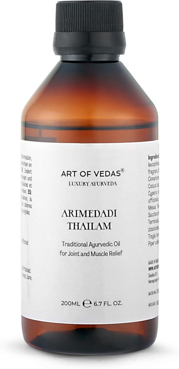 Arimedadi Thailam 200ML - Aceite Ayurvédico Tradicional para Masajes Relajantes, Cuidado Natural de Músculos y Articulaciones, Bienestar Corporal con Tratamiento Ayurveda