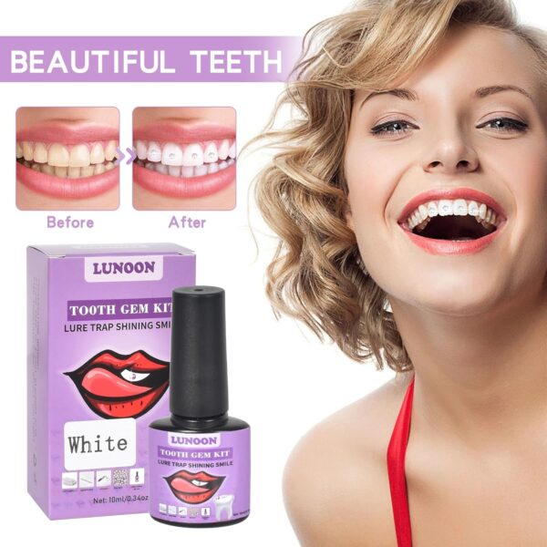 Kit de Gemas para Dientes Gemas Juego de Gemas Dentales, Juego DeJoyas Dentales con Pegamento, Tooth Gems Kit Diamante Dientes Kit para Decoración De Uñas Y Dientes De Bricolaje Tooth Gem (Blanco) - Image 4