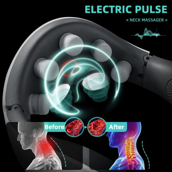 Masajeador Cervical,Masajeador de Cuello Eléctrico con Función de Calefacción,5Modos,15Niveles,Tecnología de temperatura constante y baja pulsación para el tratamiento del dolor de cuello y espalda - Image 3