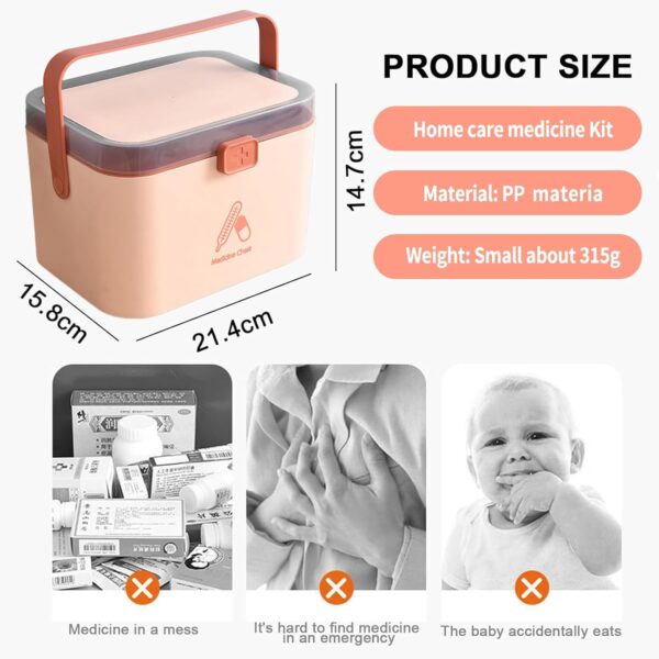 liuer Caja Medicamentos, Pequeño Caja Botiquín de Plástico con Asa,Botiquín de Primeros Auxilios,Almacenamiento de Botiquín Portátil,Organizador de Caja Médica,Caja de Botiquines Caseros - Image 2