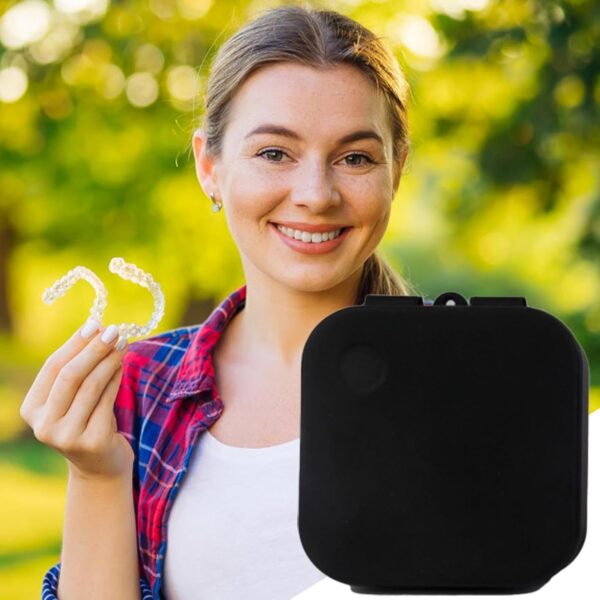 Estuche de baño de retenedor, Estuche de limpiador de retenedores | Caja de baño para contenedores de dentaduras postizas,Estuche de limpieza de silicona, estuche portátil para dentaduras postizas, es - Image 3