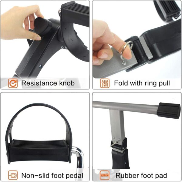 AMAZOM Ejercitador De Pedal Plegable para Debajo del Escritorio con Pantalla LCD, Mini Bicicleta Estática Magnética, Ejercitador De Recuperación con Resistencia Ajustable - Image 4