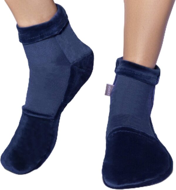 ICEHOF Calcetines de refrigeración con 4 acumuladores de frío – Tejido suave / 1 par con almohadillas de refrigeración Gel Terapia de Frío para Pies Dedos de los Pies en Quimioterapia Reumatismo