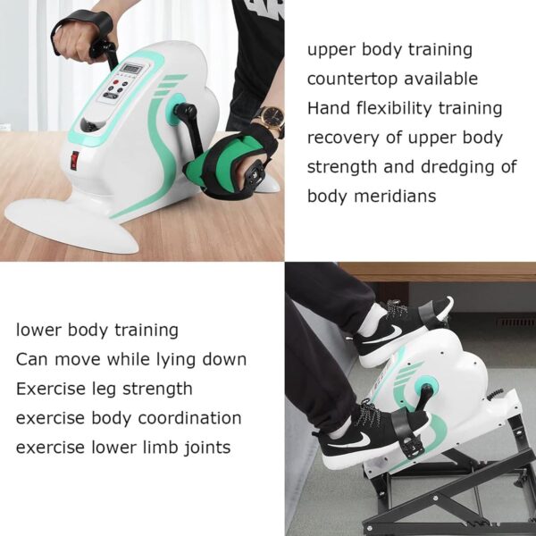 WPJQJWD Ejercitador De Pedal Eléctrico para Ancianos, Ejercitador Pedal Eléctrico Soporte Protector Pierna Bicicleta Eléctrica Motorizada Ejercicios Ancianos Mini Bicicleta Estática - Image 2