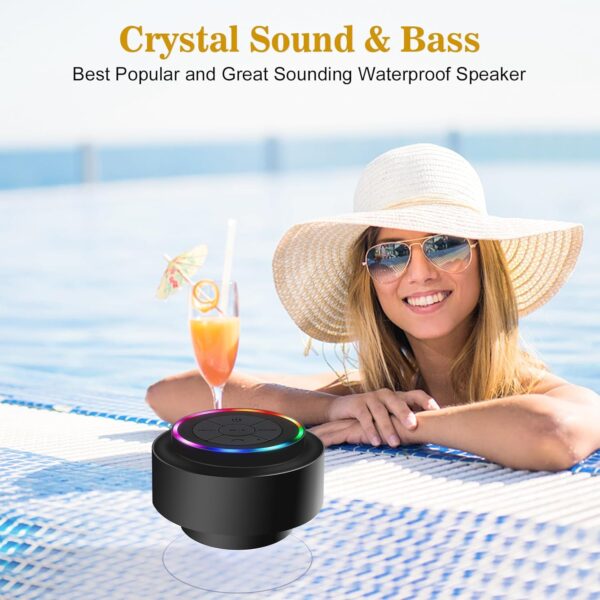 HAISSKY Altavoz Ducha Bluetooth, Impermeable Altavoz Inalámbrico Estéreo Pares para Todos Bluetooth Dispositivos Samsung iPhone,Manos Call Libres Altavoces Integrados para Hogar Fiesta Ducha Baño - Image 5