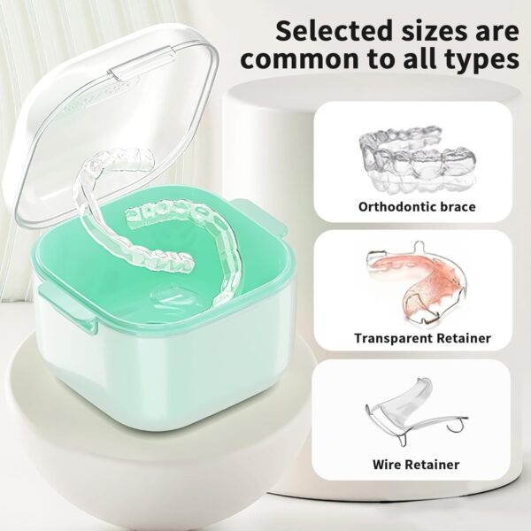 LoQuick Estuche para dentadura postiza,caja para dentadura postiza,Caja de Dentadura Dental Baño Con Colador,Contenedores Portátiles para Prótesis,Almacenamiento y Remojo de Aparatos Dentales(Verde) - Image 5