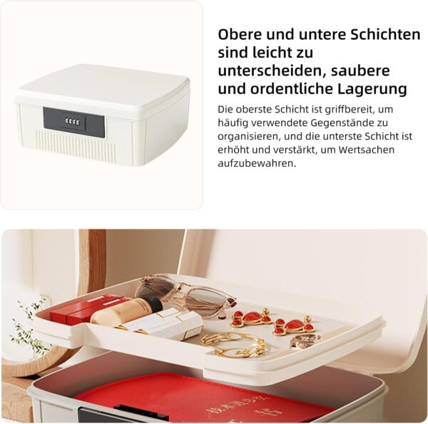 JUMBENA Caja de almacenamiento portátil de 2 capas con cerradura de combinación, 25 × 20 × 10 cm, caja de primeros auxilios, caja de medicamentos, organizador de medicina, caja de almacenamiento de - Image 3