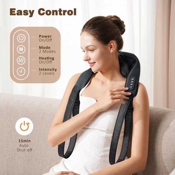 KNQZE Masajeador de cuello con calor, tejido profundo eléctrico 4D, masaje experto en amasado, almohada de masaje shiatsu inalámbrica para el cuello y la espalda para aliviar el dolor de cuello - Image 2