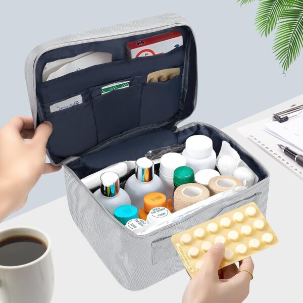 Bolsa vacía de viaje para medicamentos de viaje, 2 piezas, kit de primeros auxilios, bolsas de medicina portátiles para viajes, camping y senderismo, ligero (grande y pequeño) - Image 3