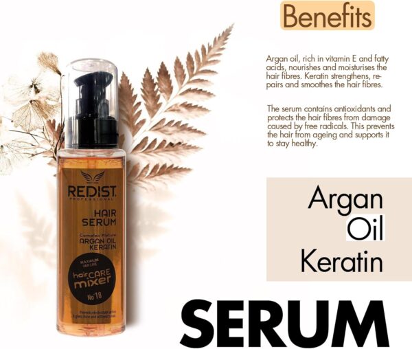 REDIST Serum de queratina para el cabello de argán, 125 ml, para tratamiento antiencrespamiento de cabello seco, quebradizo y dañado, cuidado del cabello, queratina y argán, tratamiento de aceite para - Image 2