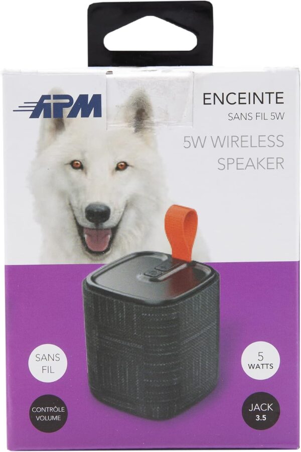 APM - Altavoz Bluetooth portátil, Mini Altavoz inalámbrico Formato Compacto, Altavoz de diseño Moderno, hasta 8 Horas de autonomía, Resistente a Las proyecciones de Agua IPX4, Negro, 571078 - Image 5