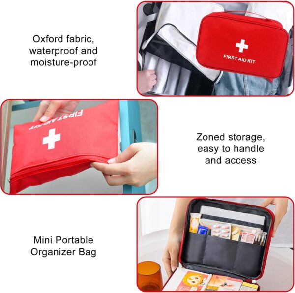 Bolsa de medicamentos, 5 piezas bolsa de medicamentos, bolsa de primeros auxilios impermeable, bolsa de emergencia médica de gran capacidad, bolsa de almacenamiento vacía para la escuela, viajes, - Image 4