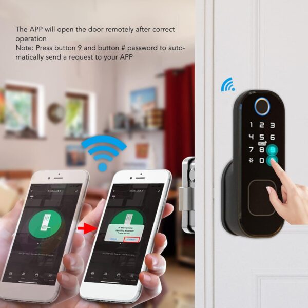 Cerradura Inteligente De Huellas Dactilares Cerraduras De Puerta De Entrada Sin Llave Cerradura De Combinación Inalámbrica Para El Hogar Con Aplicación Control Remoto Llaves De Repuesto Código De Tarj - Image 6