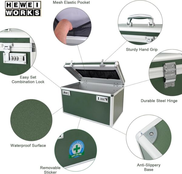 Caja de bloqueo de medicamentos con combinación, caja de almacenamiento de medicamentos con cerradura, caja de primeros auxilios vacía, caja de seguridad con cerradura de seguridad, organizador - Image 3