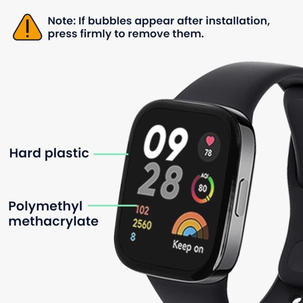 kwmobile Film Protector Compatible con Xiaomi Redmi Watch 3 Active Protector de Pantalla - 2X Protector Reloj Inteligente Antigolpes y antihuellas - Image 5