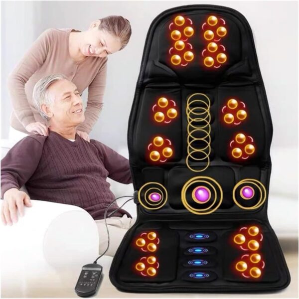SHANRROW Almohadilla de masaje corporal eléctrica, cojín de silla de masaje con calefacción de cuerpo completo, almohadilla de silla de masaje para espalda completa