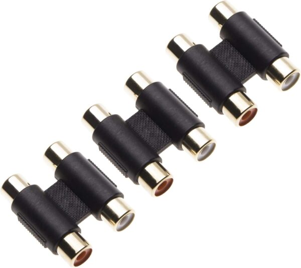 Keple Acoplador Hembra a Hembra RCA 2X, Adaptador de Conector de Audio, Adaptador de extensión para giradiscos, Tocadiscos, CD, MP3, DAC, Receptor, Amplificador, Cable de Audio (Paquete de 3)