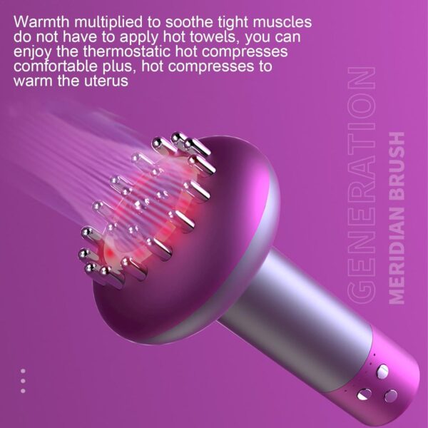 Cepillo de masaje meridiano,Cepillo meridiano de raspado eléctrico | Masajeador de mano con vibración y calentamiento de celulitis por microcorriente - Masajeador de celulitis con vibración y - Image 6