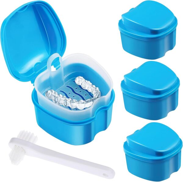 HENGBIRD 4 caja ferula dental, caja para prótesis, caja de dentaduras, caja de dentaduras, funda invisalign, caja dentadura postiza, cepillo para dentaduras postizas, contenedor para limpieza