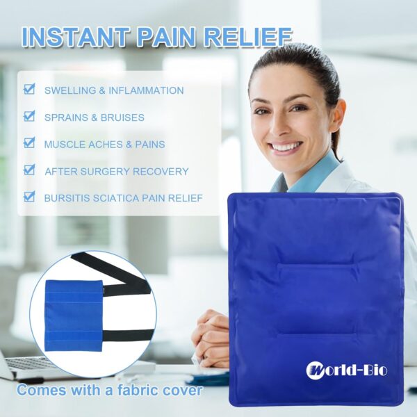 Bolsa de Hielo Reutilizable-11x 14 Pulgadas- Bolsa de Gel Grande con Terapia de Frío y Calor para Hombro, Rodilla, Espalda, Cintura, Cadera, Aliviar Dolor Muscular, Esguince, Hinchazón, Artritis- Azul - Image 2