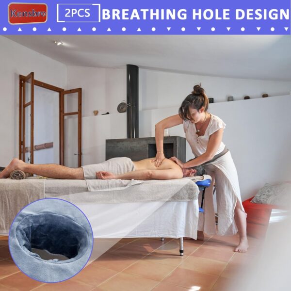 Camilla de masaje con orificio facial, 2 piezas de camilla de masaje para cama de belleza universal, funda de sofá, transpirable, suave, para spa, belleza y salón facial, 40 x 80 cm - Image 6