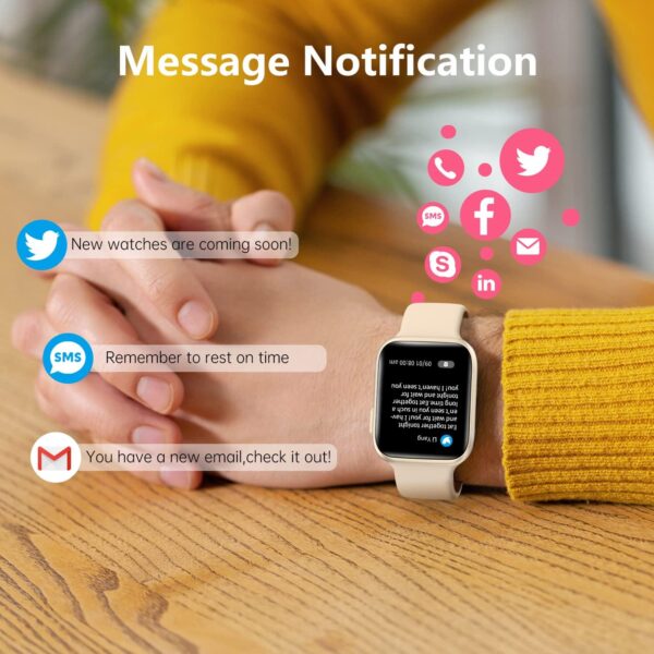 Bebinca Reloj Inteligente Mujer Llamadas y Whatsapp, 1.69”Pantalla HD Asistente de Voz Microfono/Frecuencia cardíaca/SpO2 IP68 Impermeable Batería Poterosa（Oro Claro） - Image 4