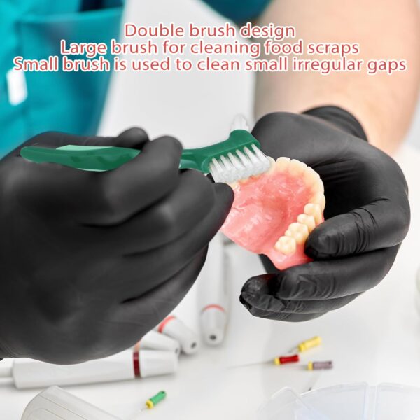 Qianyu 2 cepillos de dientes duros para dentaduras postizas de cerdas multicapa, herramientas de limpieza de dentaduras postizas portátiles, cepillo retenedor de cuidado dental de doble cara para - Image 2