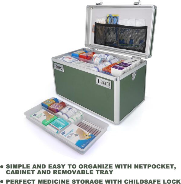 Caja de bloqueo de medicamentos con combinación, caja de almacenamiento de medicamentos con cerradura, caja de primeros auxilios vacía, caja de seguridad con cerradura de seguridad, organizador - Image 5