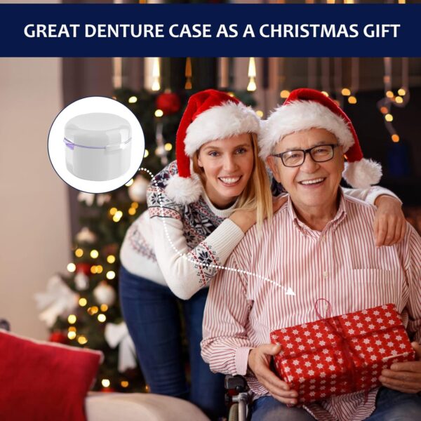 DIDATOOL Ferula Dental, Caja Dentadura Postiza, Baños para Dentadura, Estuche para Guardar la dentadura con Cesta de Enjuague Extraíble, Caja Dentadura Kit Limpieza Dental (Blanco) - Image 7