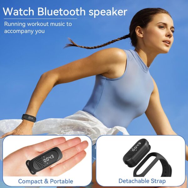 OHLPRO Altavoz Bluetooth portátil, pequeño, con clip, dos opciones de transporte, inalámbrico con sonido de graves HD, IPX5, resistente al agua, ideal para viajes, deportes y exteriores, color negro - Image 2