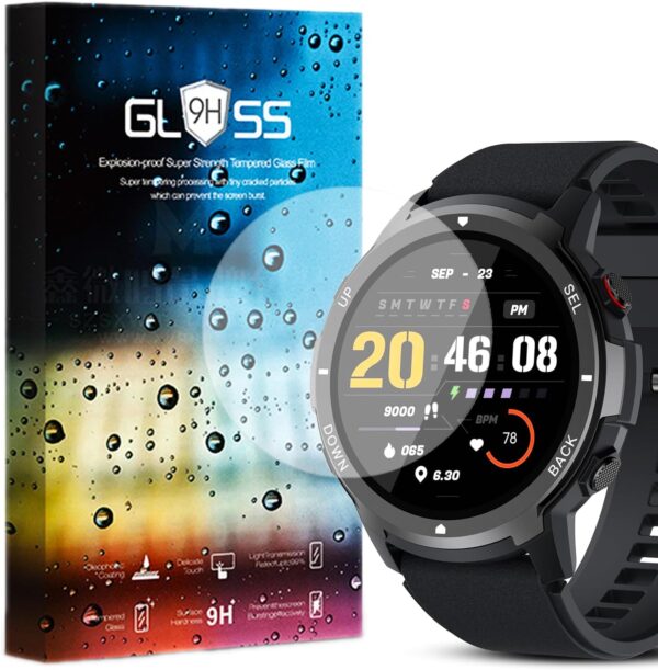MBROS Compatible para [3 Pedazo Protector] 9H Protector De Pantalla De Cristal Templado Compatible para Smartwatch IDEALROYAL S52 Reloj Inteligente Hombre 1.39" (3 Pedazo)
